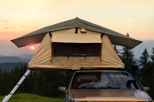 Car camping tent stock photo