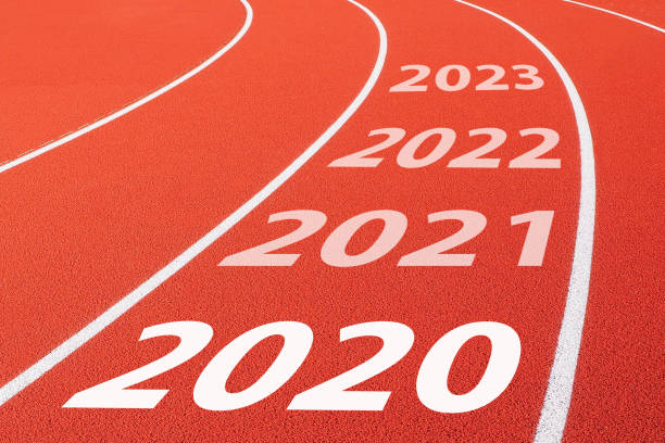 istock Red running track with new year 2020 concept 1194879400