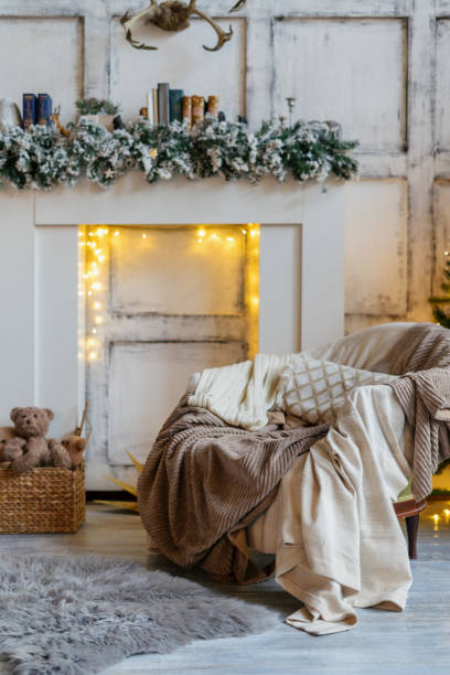 istock Cozy living room with winter style interior 1194881701