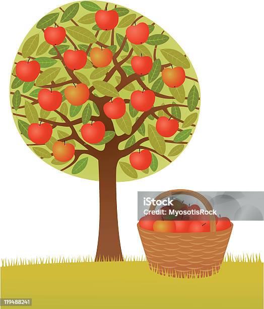 Apple Урожай — стоковая векторная графика и другие изображения на тему Белый фон - Белый фон, Векторная графика, Дерево