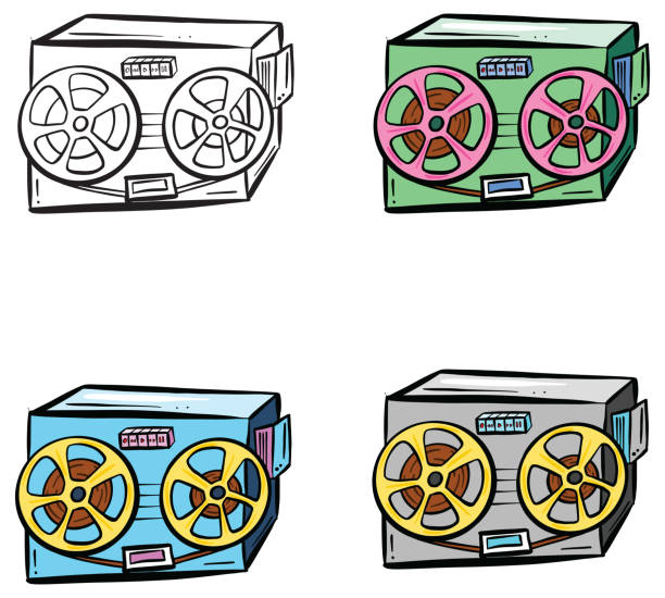 Cartoon Retro Reel to Reel Player Boom Box Vector Logo Illustration Cartoon Retro Reel to Reel Player Boom Box Vector Logo Illustration reel to reel tape stock illustrations