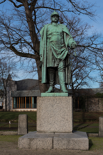 frankfurt am main, germany-december 18, 2019: monument to otto von bismarck by the artist alois mayer from 1899 in frankfurt hoechst germany