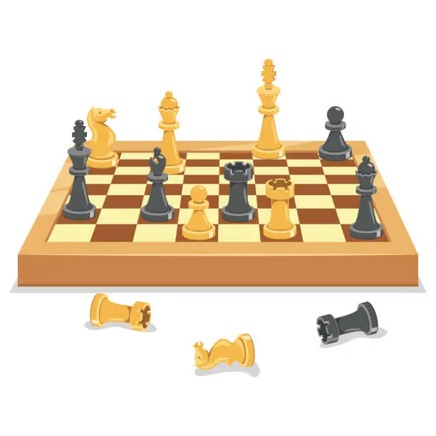 Vector illustration of Chess Game Board Anda Pieces