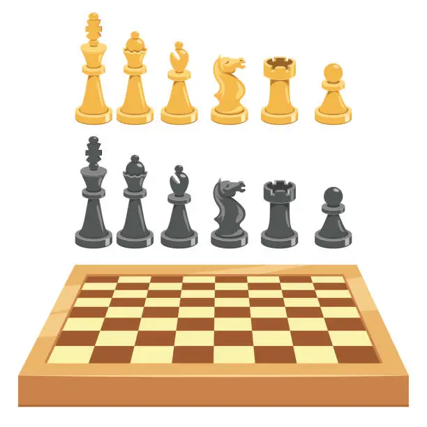 Vector illustration of Chess Game Board Anda Pieces