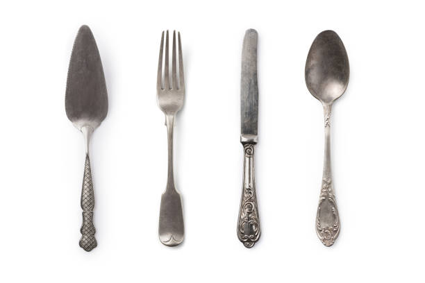 istock Vintage silver spoon, fork, spatula and knife 1194890266