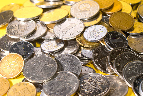 Pile of coins stock photo