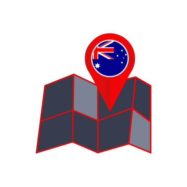 地圖引腳由澳大利亞國旗隔離 - 雪梨 澳洲 插圖 幅插畫檔、美工圖案、卡通及圖標
