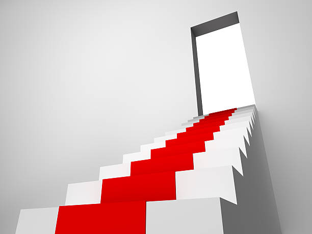istock Monochromic 3d rendered image of stair with carpet runner 119489456