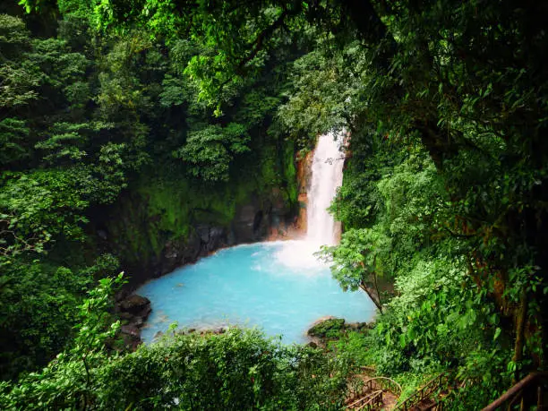 Looking down at Rio Celeste Waterfall.