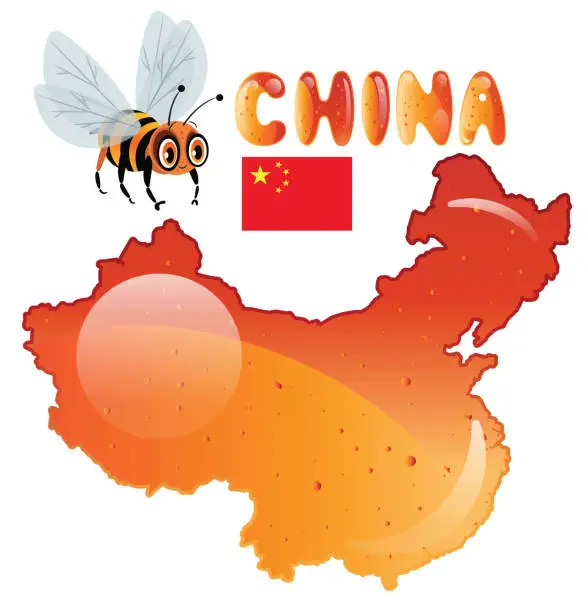 Vector illustration of China, Bee and Honey