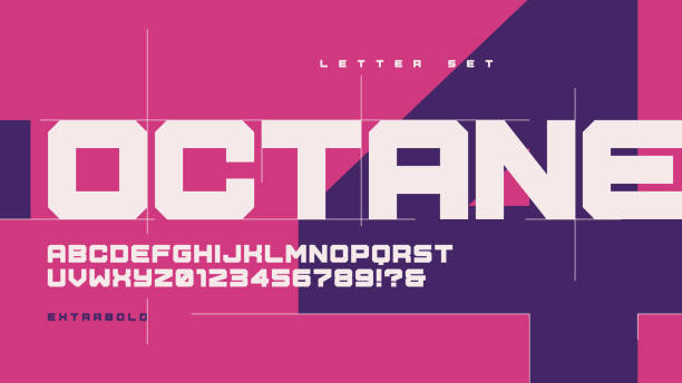 ilustrații de stoc cu vector sans serif extrabold set de litere geometrice urbane, alfabet - greu
