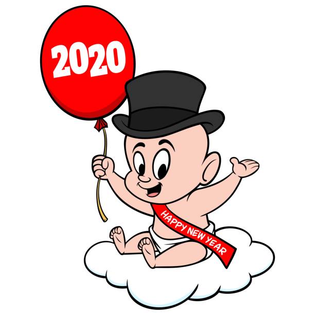 New Year Baby A cartoon illustration of a New Year Baby. new years baby stock illustrations