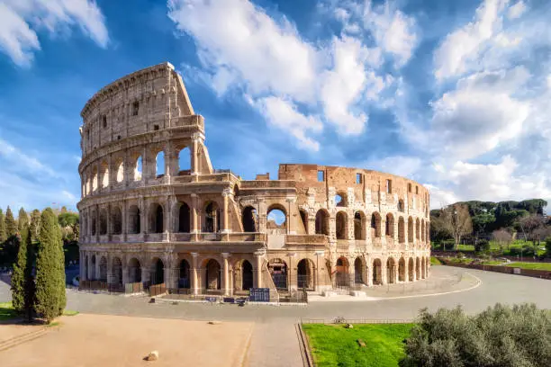Photo of Colosseum in Rome without people in the morning, italy