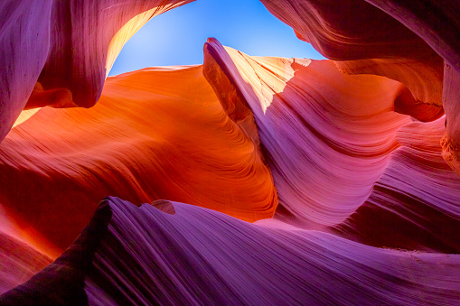 Antelope slot canyon illuminated by sunlight – Page, Arizona – USA