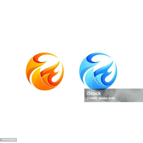 Fire Wave Designs Wave And Fire Logo Design Vector Illustration Stock Illustration ...