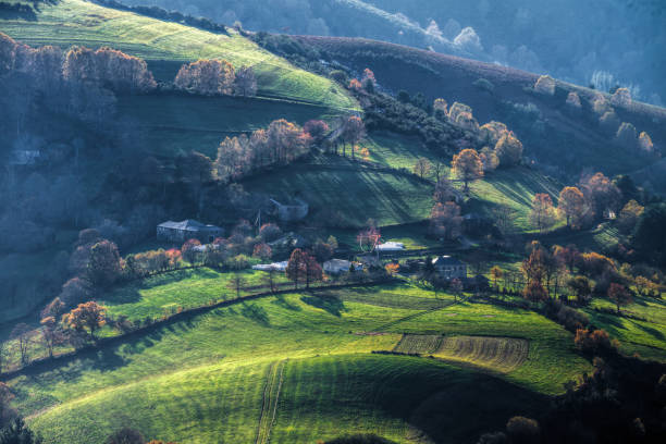 Typical Galician rural landscape stock photo