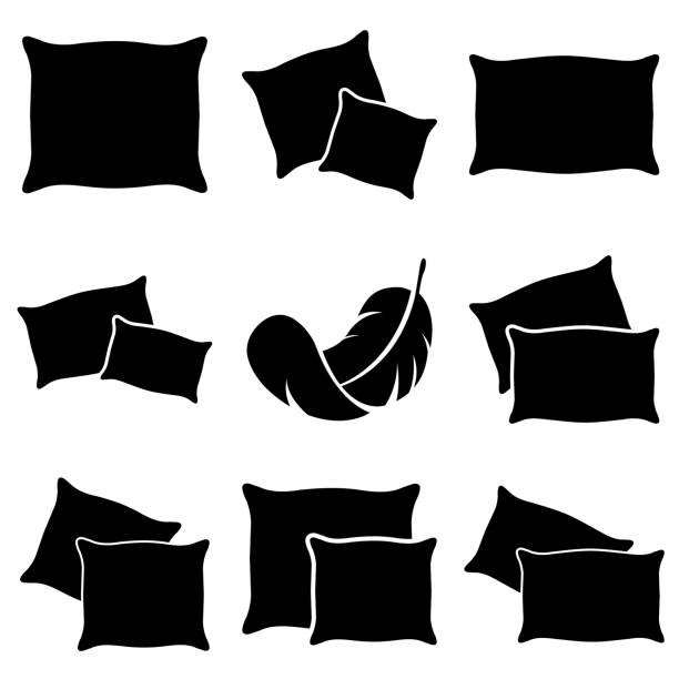 ilustrações de stock, clip art, desenhos animados e ícones de pillow set icon, logo isolated on white background - pillow cushion vector bedding