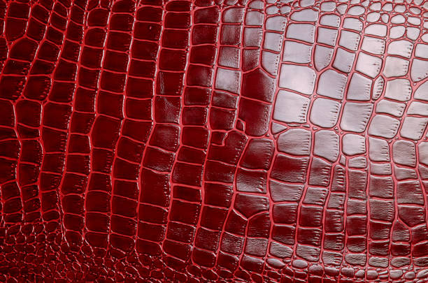 istock Texture for background red leather crocodile glossy top view 1194906081