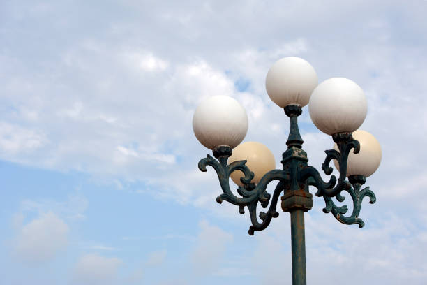 istock Globe or spherical light cluster on steel column with cloudscape, Hoi An, Central Vietnam 1194907193