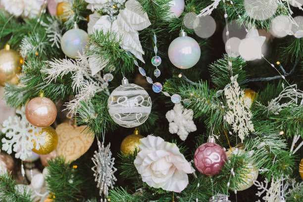 istock Christmas and New Year decorations with lights. Concept and background 2020. 1194908166