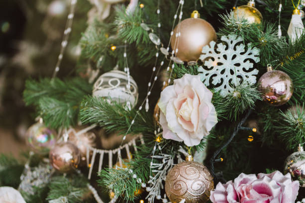istock Christmas and New Year decorations with lights. Concept and background 2020. 1194908285