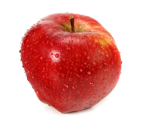 istock one red apple with water drops isolated on white background 1194909938