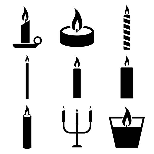 kerzensymbol, logo isoliert auf weißem hintergrund - kerze clipart stock-grafiken, -clipart, -cartoons und -symbole