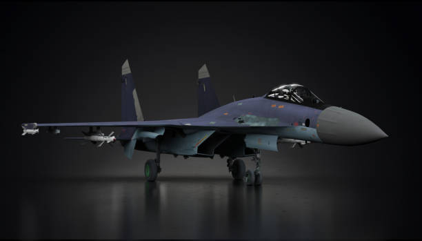 istock Su-35 sukhoi   russian soviet fighter jet airplane in dark unknown location view from side 3d render 1194913674