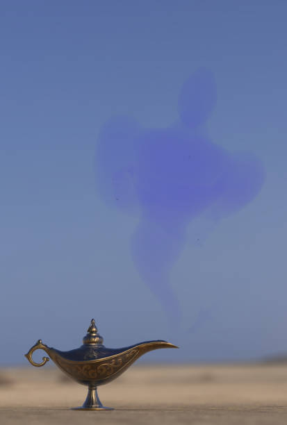 istock Blue genie is out of his lamp 3d render 1194913687