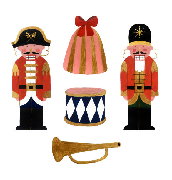 ilustrações, clipart, desenhos animados e ícones de jogo de elementos do natal - bugle music musical instrument musical note
