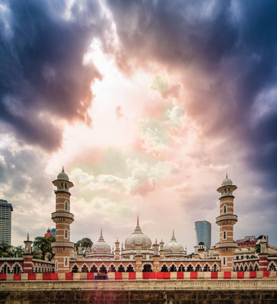 istock Jamek Mosque of Kuala Lumpur wide angle view with dramatic sky 1194920241