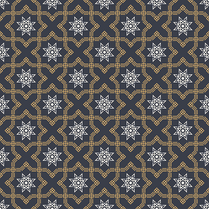 Oriental seamless pattern. Islamic style. Stylish geometric lattice pattern. Stars. Vector color background.