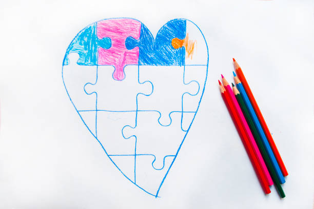 istock Colorful drawn heart on white background. 1194922515