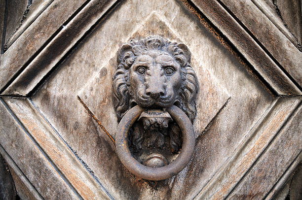 lion - door knocker door lion luxury stock-fotos und bilder