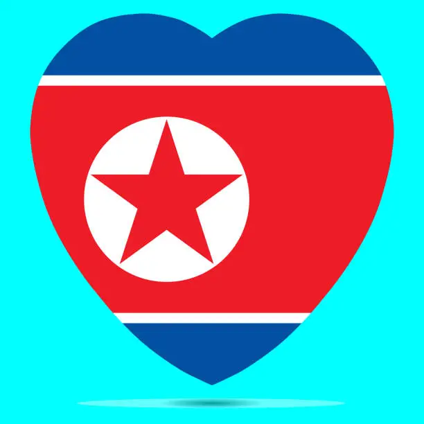Vector illustration of North Korea Flag In Heart Shape Vector