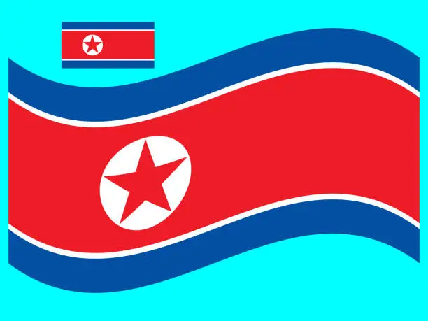 Vector illustration of Wave North Korea Flag Vector