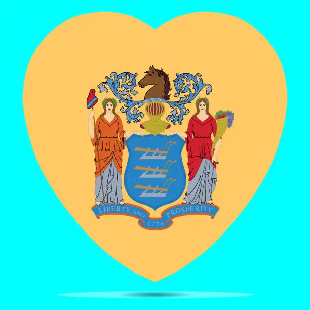 Vector illustration of New Jersey Flag In Heart Shape Vector illustration Eps 10