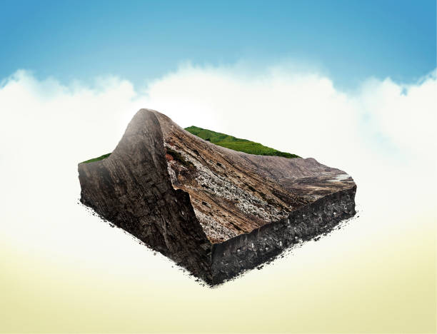 istock Realistic model of a cross section mountain, Isolated light background. Isometric 3d illustration 1194938667