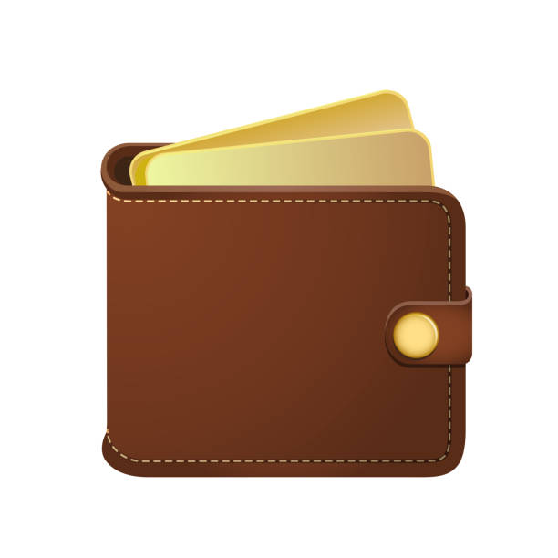 istock Brown leather wallet with golden bank cards. 1194939380