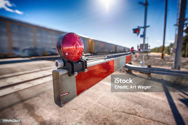 Desert Railroad Crossing Stock Photo - Download Image Now - Railroad Crossing, Rail Transportation, Train - Vehicle