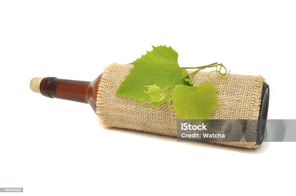 Garrafa de Vinho em Sackcloth - Royalty-free Aniagem de Cânhamo Foto de stock