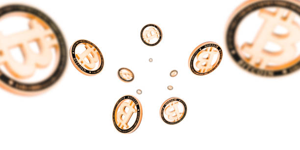 istock Bitcoin mining isolated on white background. Gold Falling CryptoCash. Litecoin, Ethereum Cryptocurrency concept 1194946364