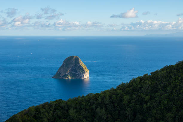 View of the diamond rock coastline in Martinique stock photo