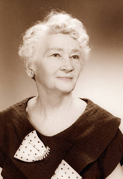 Elderly woman from the mid ninteen fifties stock photo
