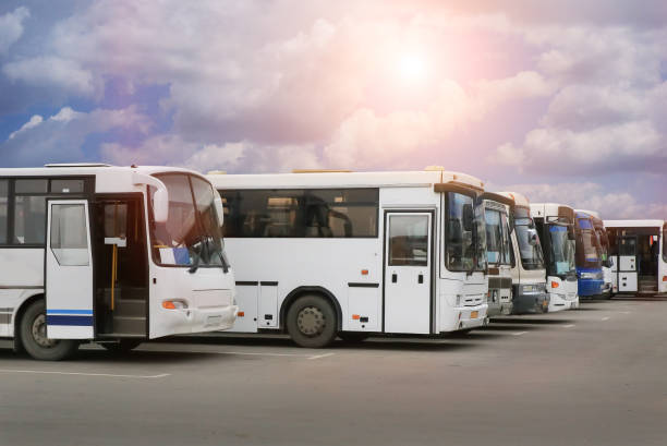 istock tourist buses on parking 1194954413