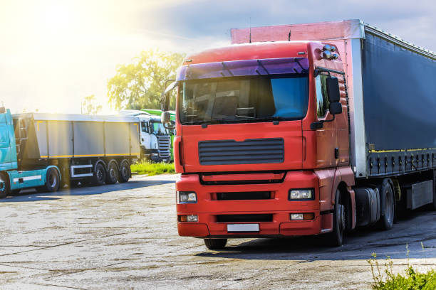 istock semi-trailers in a row in the Parking 1194954524