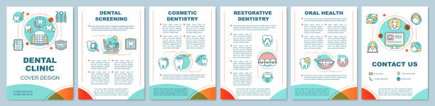 układ szablonu broszury kliniki stomatologicznej - document printing out expertise book stock illustrations
