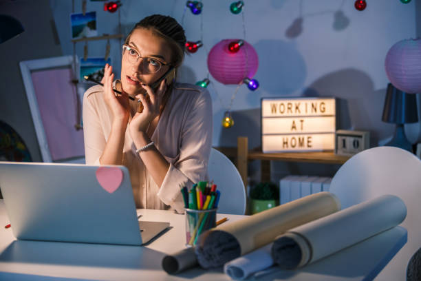 istock Woman on a conference call for her current project 1194956323