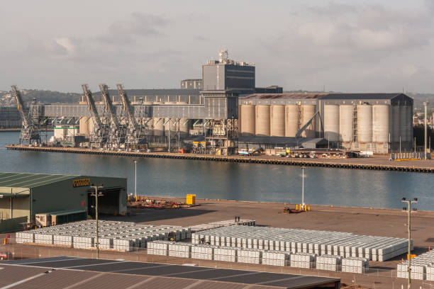 graincorp grain terminal nel porto di newcastle, australia. - patrick quay foto e immagini stock