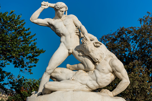 Hercules and Minotaur statue in Tuileries Gardens